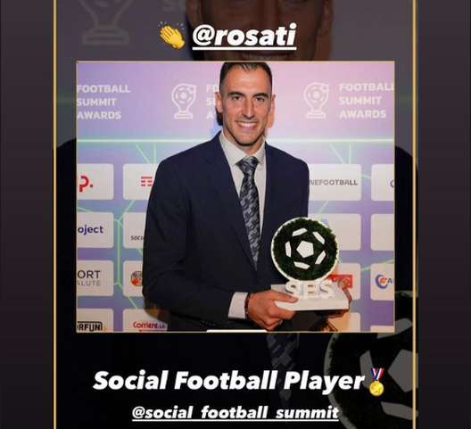 Rosati vince un premio: è il giocatore più social d’Italia (FOTO)- immagine 2