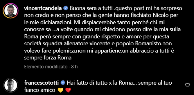 Roma, il messaggio di Totti in difesa di Candela: “Sempre al tuo fianco amico”- immagine 2