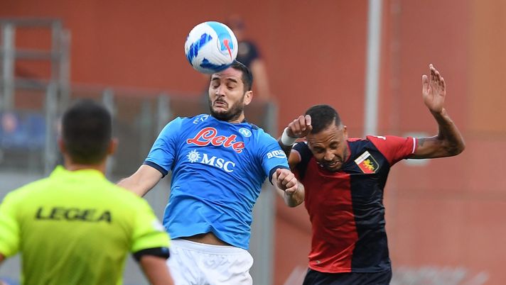 GENOA, ITALY - AUGUST 29: Kostas Manolas of Napoli during the Serie A match between Genoa CFC and SSC Napoli at Stadio Luigi Ferraris on August 29, 2021 in Genoa, Italy. (Photo by SSC NAPOLI/SSC NAPOLI via Getty Images) 