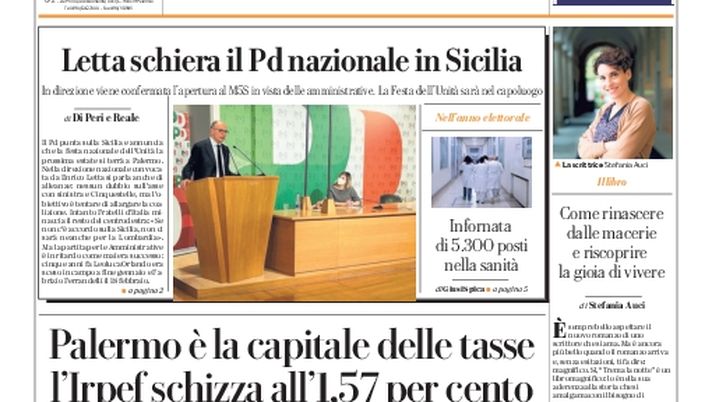 Prima Pagina, La Repubblica-Palermo: “Capitale delle tasse. Il Pd…” Prima Pagina