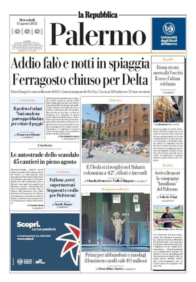 Prima Pagina, La Repubblica: “Arriva Brunori, la campagna ‘brasiliana’ del Palermo” Prima Pagina, La Repubblica: “Arriva Brunori, la campagna ‘brasiliana’ del Palermo”