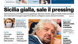 Prima Pagina, Giornale di Sicilia: “Sicilia gialla, sale il pressing”