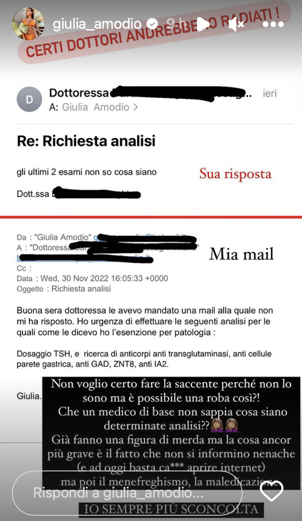 Giulia Amodio, sfogo con la dottoressa: “Ma come è possibile che non sappia…”- immagine 2