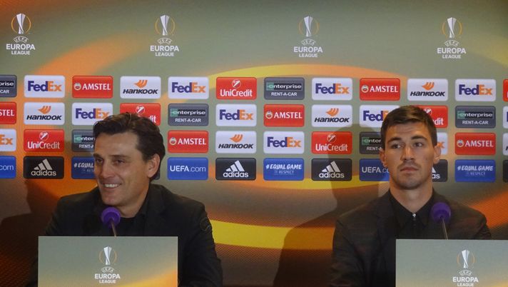 Vincenzo Montella e Alessio Romagnoli in conferenza