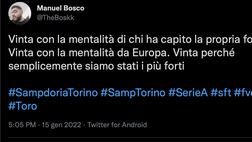 Sampdoria-Torino 1-2, le reazioni social: “Vinta con la mentalità da Europa”