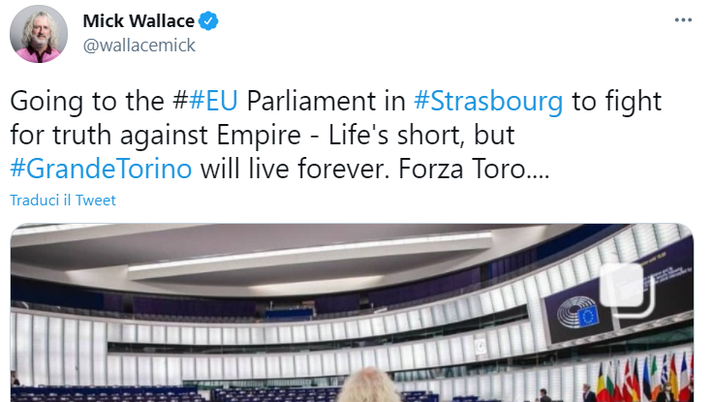 L’eurodeputato Wallace: “La vita è breve, ma il Grande Torino vivrà per sempre” 