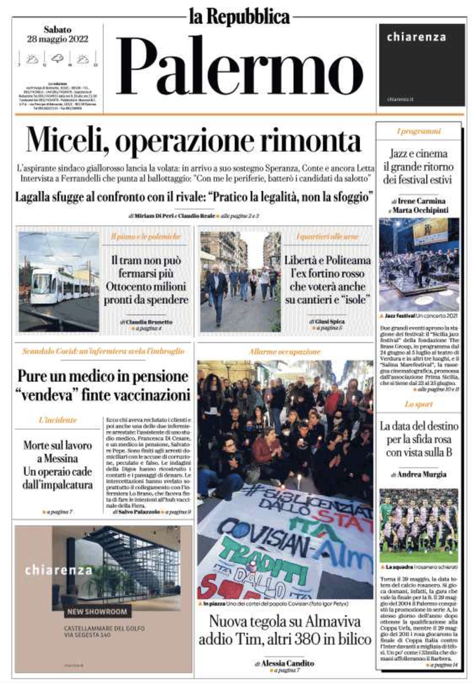Prima Pagina, La Repubblica-Palermo: “Data del destino per la sfida rosa verso la B”  prima pagina