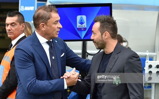 Semplici e De Zerbi prima del derby d’andata vinto dal Sassuolo 