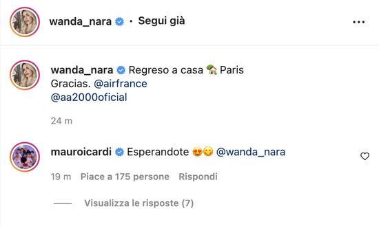 Wanda Nara, che scollatura: “Ritorno a casa”. E arriva il commento di Icardi- immagine 2