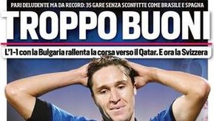 Prima Pagina, Corriere dello Sport: &#8220;Pari deludente ma da record&#8221;