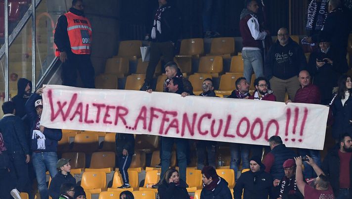LECCE, ITALY - FEBRUARY 02: Torino FC supporters banners during the Serie A match between US Lecce and  Torino FC at Stadio Via del Mare on February 02, 2020 in Lecce, Italy. (Photo by Francesco Pecoraro/Getty Images) 