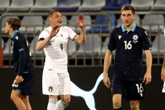 CAGLIARI, ITALY - MAY 28: Andrea Belotti of Italy celebrates his goal 4-0 during the international friendly match between Italy and San Marino at on May 28, 2021 in Cagliari, Italy. (Photo by Enrico Locci/Getty Images) CAGLIARI, ITALY - MAY 28: Andrea Belotti of Italy celebrates his goal 4-0 during the international friendly match between Italy and San Marino at on May 28, 2021 in Cagliari, Italy. (Photo by Enrico Locci/Getty Images)