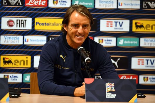 GDANSK, POLAND - OCTOBER 10: Head coach Italy Roberto Mancini speaks with the media during a press conference at Energa Arena on October 10, 2020 in Gdansk, Poland. (Photo by Claudio Villa/Getty Images) GDANSK, POLAND - OCTOBER 10: Head coach Italy Roberto Mancini speaks with the media during a press conference at Energa Arena on October 10, 2020 in Gdansk, Poland. (Photo by Claudio Villa/Getty Images)