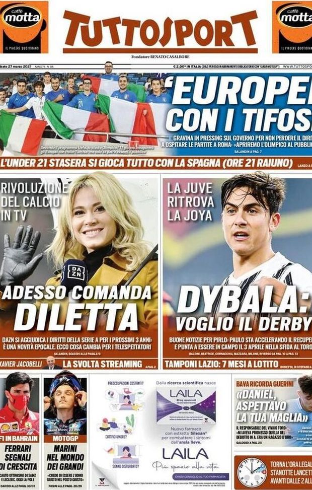 Tuttosport La Prima Pagina Di Oggi 27 Marzo 2021 Pianeta Milan