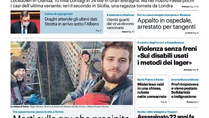Prima Pagina, Giornale di Sicilia: “Il Bari al Barbera. Filippi: cancellare il derby” - immagine 1