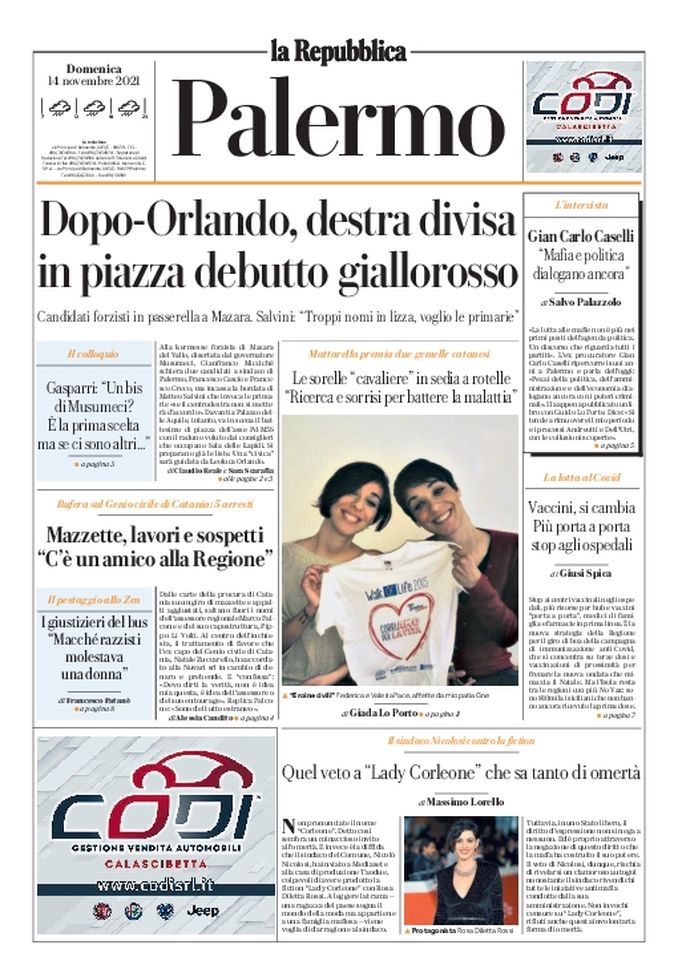 Prima Pagina, La Repubblica-Palermo: “Dopo-Orlando, destra divisa”  Prima Pagina, La Repubblica-Palermo: “Dopo-Orlando, destra divisa” - immagine 1