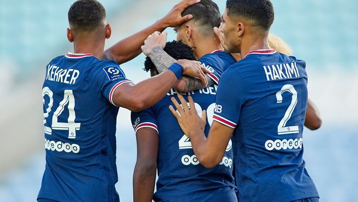 Esultanza Icardi e Hakimi PSG (Getty Images) 