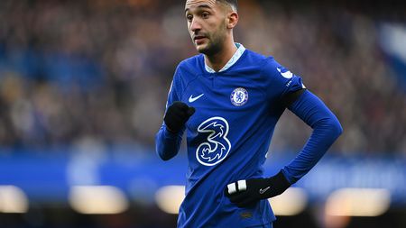 LONDON, ENGLAND - JANUARY 15: Hakim Ziyech of Chelsea looks on during the Premier League match between Chelsea FC and Crystal Palace at Stamford Bridge on January 15, 2023 in London, England. (Photo by Mike Hewitt/Getty Images)