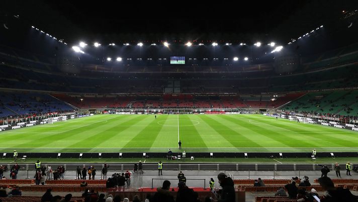 MILAN, ITALY - MARCH 12: General view inside the stadium prior to the Serie A match between AC Milan and Empoli FC at Stadio Giuseppe Meazza on March 12, 2022 in Milan, Italy. (Photo by Marco Luzzani/Getty Images)