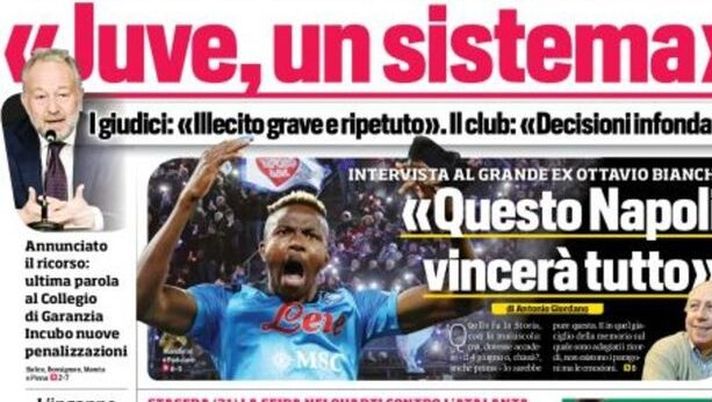 IL NAPOLI SUI MEDIA – Le prime pagine dei giornali di oggi 31 gennaio 2023 - immagine 1