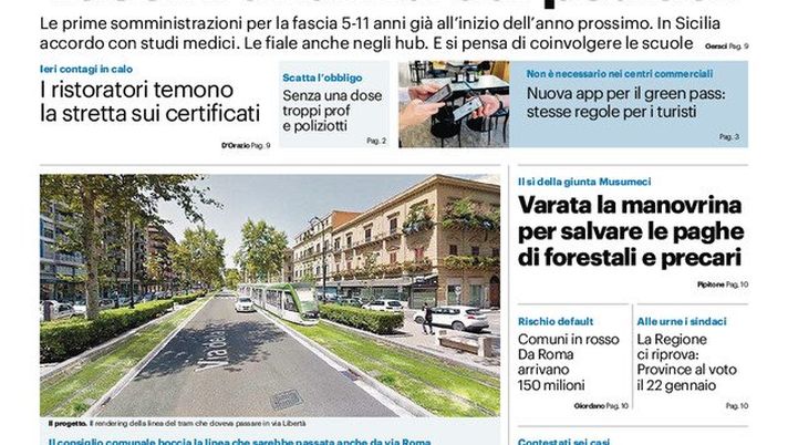 Prima Pagina, Giornale di Sicilia: “I ristoratori temono la stretta sui certificati” 