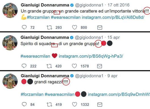  Somiglianza tra i tweet di Donnarumma e quelli di Enzo Raiola, foto Twitter 