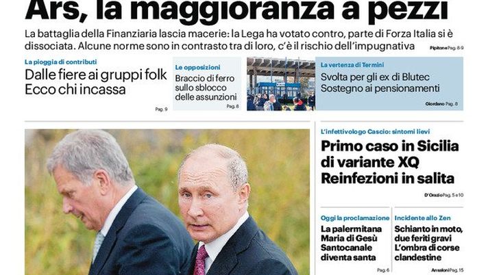 Prima Pagina, Giornale di Sicilia: “Ars, la maggioranza a pezzi” - immagine 1