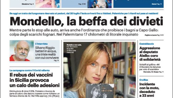 Prima Pagina, Giornale di Sicilia: “Mondello, la beffa dei divieti. Francia-Germania come una finale”  Prima Pagina, Giornale di Sicilia: “Mondello, la beffa dei divieti. Francia-Germania come una finale”