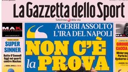 PRIMA PAGINA GAZZETTA DELLO SPORT OGGI: “Acerbi assolto, non c’è la prova”