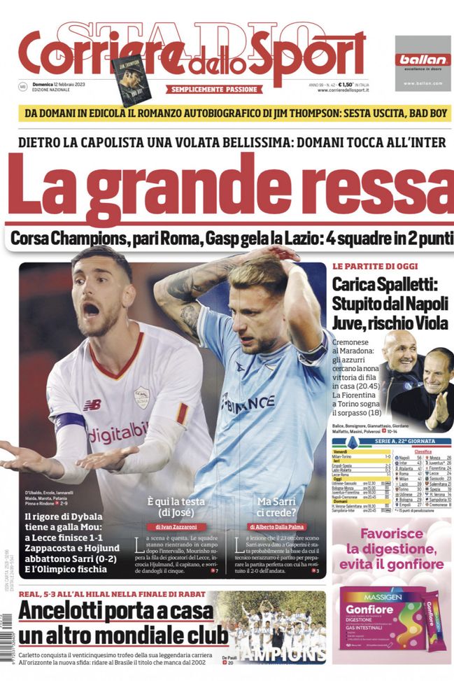 EDICOLA CDS – Corsa Champions, le grande ressa: 4 squadre in 2 punti - immagine 1