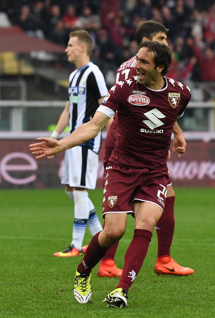  TURIN, ITALY - APRIL 02:  Emiliano Moretti of FC Torino celebrates a goal during the Serie A match between FC Torino and Udinese Calcio at Stadio Olimpico di Torino on April 2, 2017 in Turin, Italy.  (Photo by Valerio Pennicino/Getty Images) 