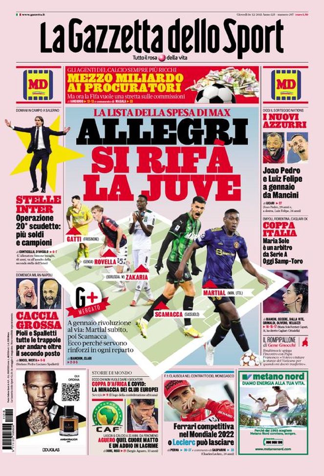 Prima Pagina, La Gazzetta dello Sport: “Allegri si rifà la Juve. Stelle Inter”  Prima Pagina, La Gazzetta dello Sport: “Allegri si rifà la Juve. Stelle Inter” - immagine 1