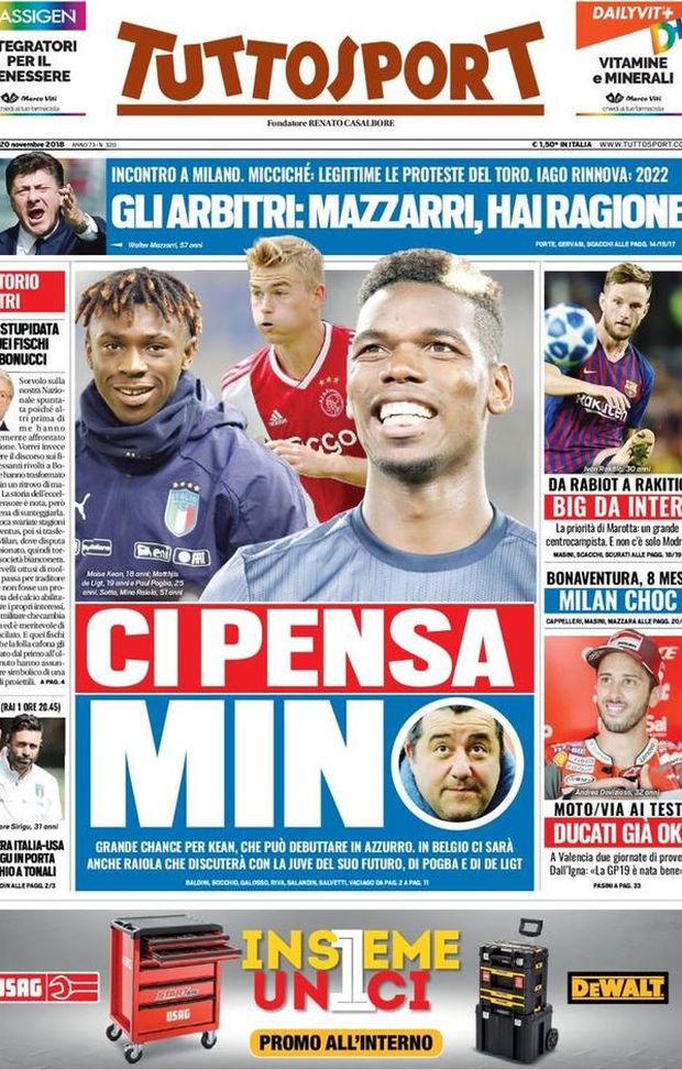 Prima Pagina, Tuttosport: “Ci pensa Mino. Mazzarri, hai ragione. Big da Inter. Choc Milan…” Prima Pagina, Tuttosport: “Ci pensa Mino. Mazzarri, hai ragione. Big da Inter. Choc Milan…”