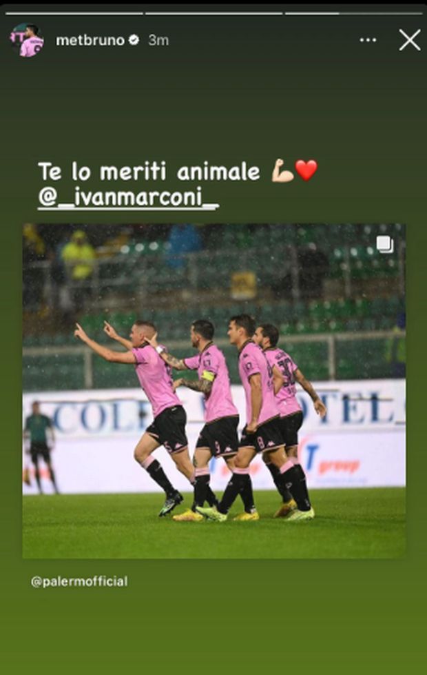 Palermo, Brunori esulta su Instagram al gol di Marconi: “Te lo meriti, animale!”  Palermo