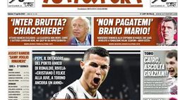 Prima Pagina, Tuttosport: “CR7 resta! Coppa Italia, Dea-Juventus con i tifosi. Non pagatemi, bravo Mario”