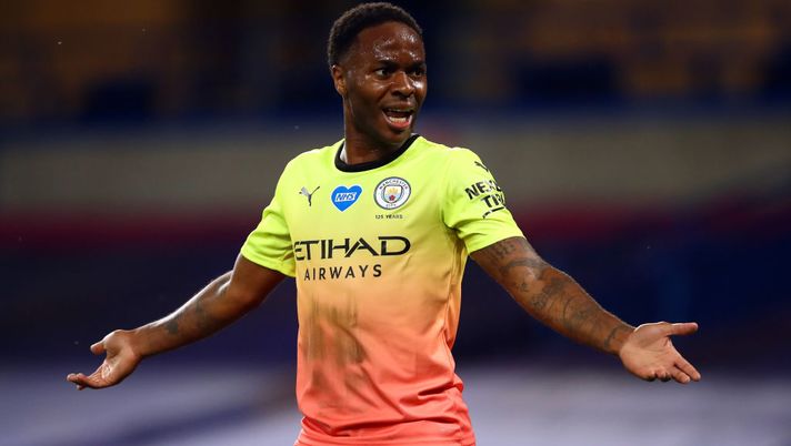 LONDON, ENGLAND - JUNE 25: Raheem Sterling of Manchester City reacts during the Premier League match between Chelsea FC and Manchester City at Stamford Bridge on June 25, 2020 in London, United Kingdom. (Photo by Julian Finney/Getty Images) LONDON, ENGLAND - JUNE 25: Raheem Sterling of Manchester City reacts during the Premier League match between Chelsea FC and Manchester City at Stamford Bridge on June 25, 2020 in London, United Kingdom. (Photo by Julian Finney/Getty Images)