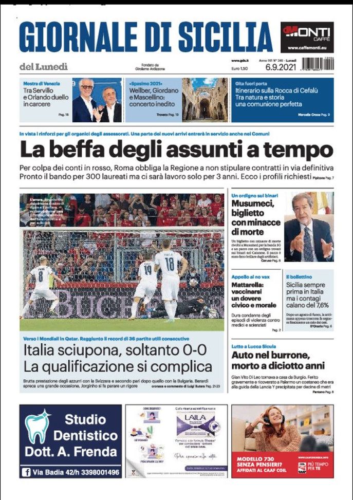 Prima Pagina, Giornale di Sicilia: “La beffa degli assunti a tempo”  Prima Pagina, Giornale di Sicilia: “La beffa degli assunti a tempo”