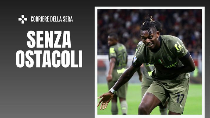 Rafael Leao (attaccante AC Milan) esulta per il suo gol in Milan-Bologna 2-0 (Serie A 2022-2023) | News (Getty Images) Rafael Leao AC Milan Milan-Bologna 2-0 Serie A 2022-2023