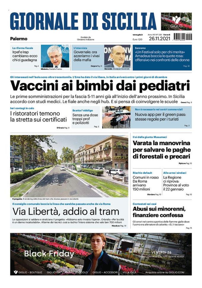 Prima Pagina, Giornale di Sicilia: “I ristoratori temono la stretta sui certificati” 