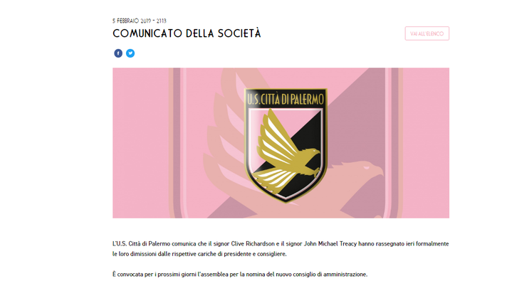 Palermo: riappare il comunicato, ma il mistero della sparizione resta…  Palermo: riappare il comunicato, ma il mistero della sparizione resta…
