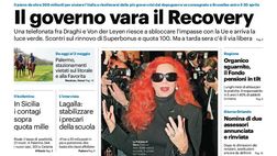 Prima Pagina, Giornale di Sicilia: “Il governo vara il Recovery. Spostamenti e bar, altre novità nel decreto”