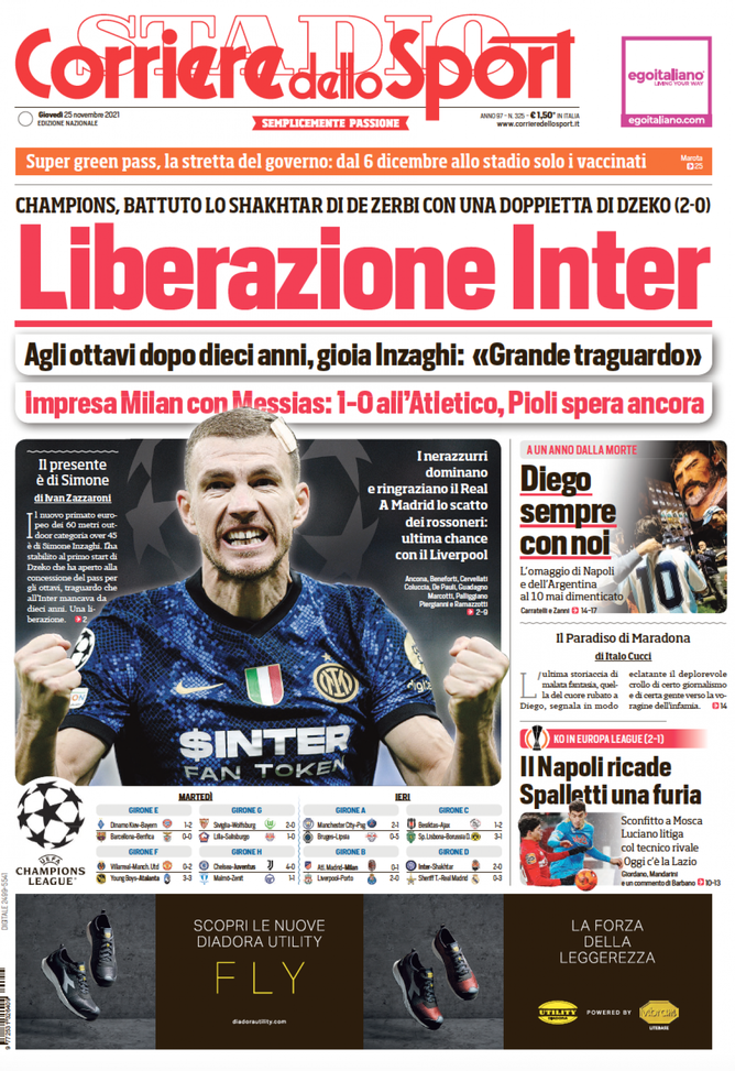 Prima Pagina, Corriere dello Sport: “Liberazione Inter. Impresa Milan con Messias” 