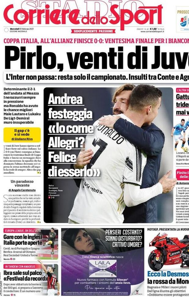  Il Corriere dello Sport, la prima pagina di oggi, mercoledì 10 febbraio 2021 