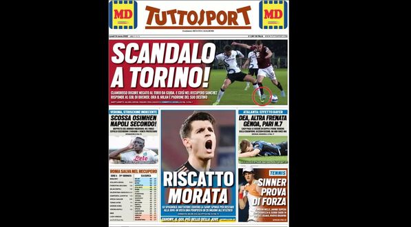 Prima Pagina, Tuttosport: “Scandalo a Torino! Clamoroso rigore negato, Sanchez…” Prima Pagina