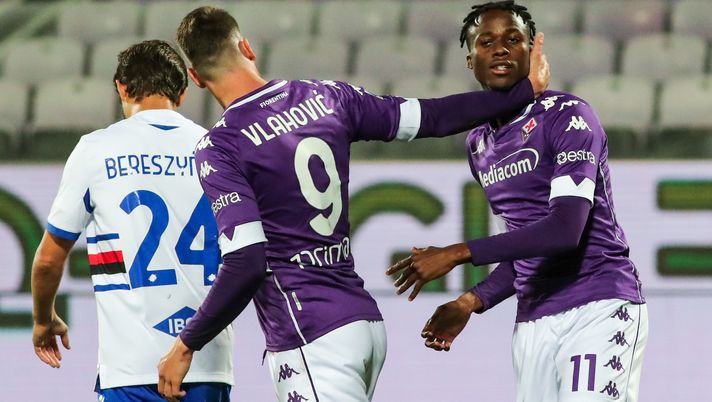 GERMOGLI PH: 2 OTTOBRE 2020 FIRENZE STADIO ARTEMIO FRANCHI SERIE A FIORENTINA VS SAMPDORIA NELLA FOTO KOUAME VLAHOVIC 