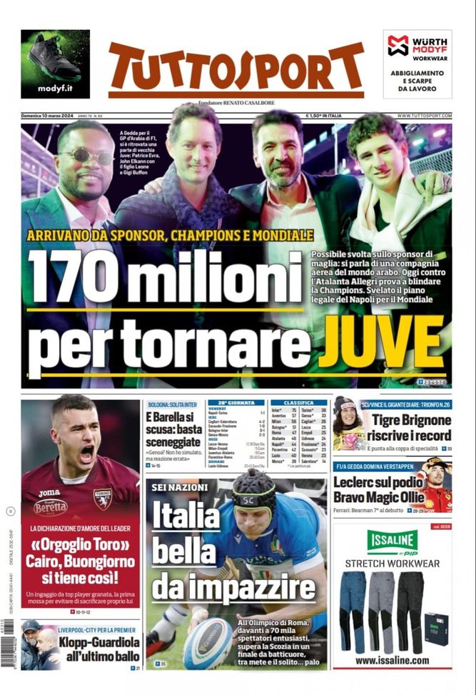 EDICOLA TS / Bologna, solita Inter. E Barella si scusa: basta sceneggiate - immagine 1