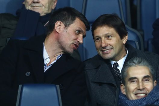 BERGAMO, ITALY - FEBRUARY 16: AC Milan Sporting Strategy & Development Director Paolo Maldini and AC Milan Club Sporting Director Leonardo De Araujo before the Serie A match between Atalanta BC and AC Milan at Stadio Atleti Azzurri d'Italia on February 16, 2019 in Bergamo, Italy. (Photo by Marco Luzzani/Getty Images) BERGAMO, ITALY - FEBRUARY 16: AC Milan Sporting Strategy & Development Director Paolo Maldini and AC Milan Club Sporting Director Leonardo De Araujo before the Serie A match between Atalanta BC and AC Milan at Stadio Atleti Azzurri d'Italia on February 16, 2019 in Bergamo, Italy. (Photo by Marco Luzzani/Getty Images)