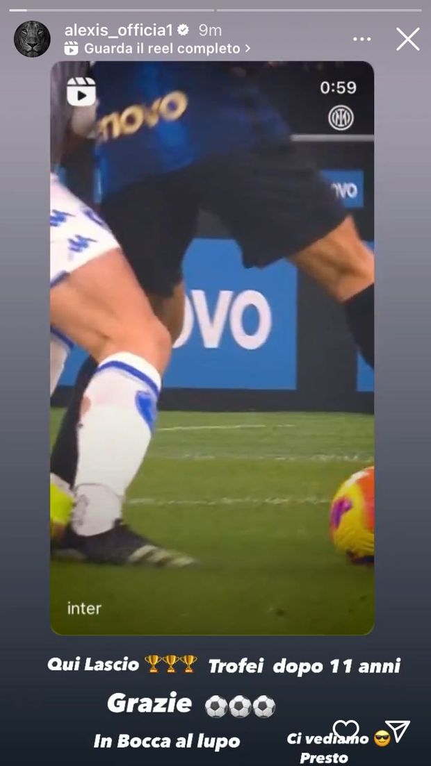 Inter, Sanchez: “Qui lascio 3 trofei. Grazie e in bocca al lupo. Ci vediamo presto”- immagine 2