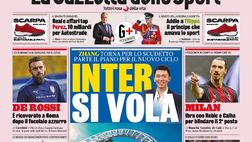 Prima Pagina, La Gazzetta dello Sport: “Inter si vola, Ibra e Rebic per blindare il 2° posto. De Rossi ricoverato a Roma “