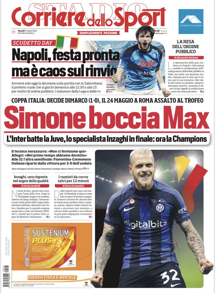 EDICOLA / CdS: Simone boccia Max. Lo specialista Inzaghi in finale. Ora la CL - immagine 1